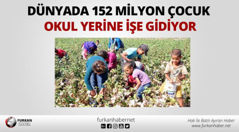 Dünyada 152 milyon çocuk okul yerine işe gidiyor